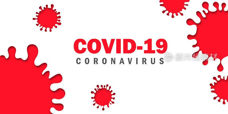 新型冠状病毒载体及疾病细胞和红细胞的病毒背景。RED COVID-19冠状病毒爆发与大流行医疗健康风险概念。矢量图